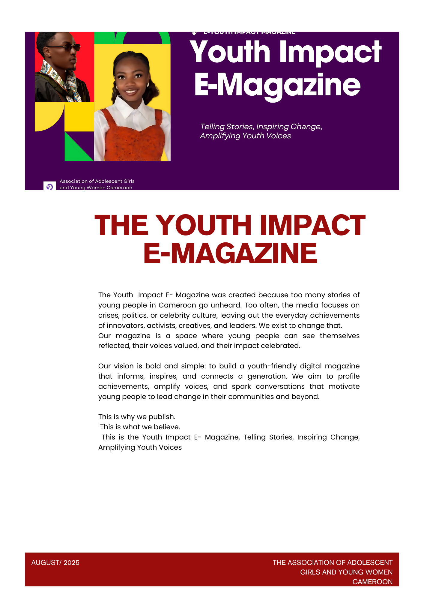 Youth Impact Magazine page 1